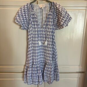 Cleobella Blue and White Patterned Mini Dress